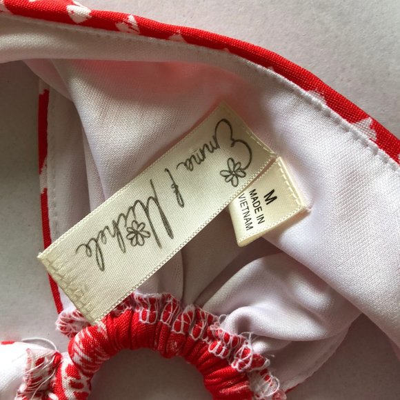 EMMA & MICHELE Maxi Dress Size Medium Red White Print Cut Out Back Knit Summer - Picture 7 of 7